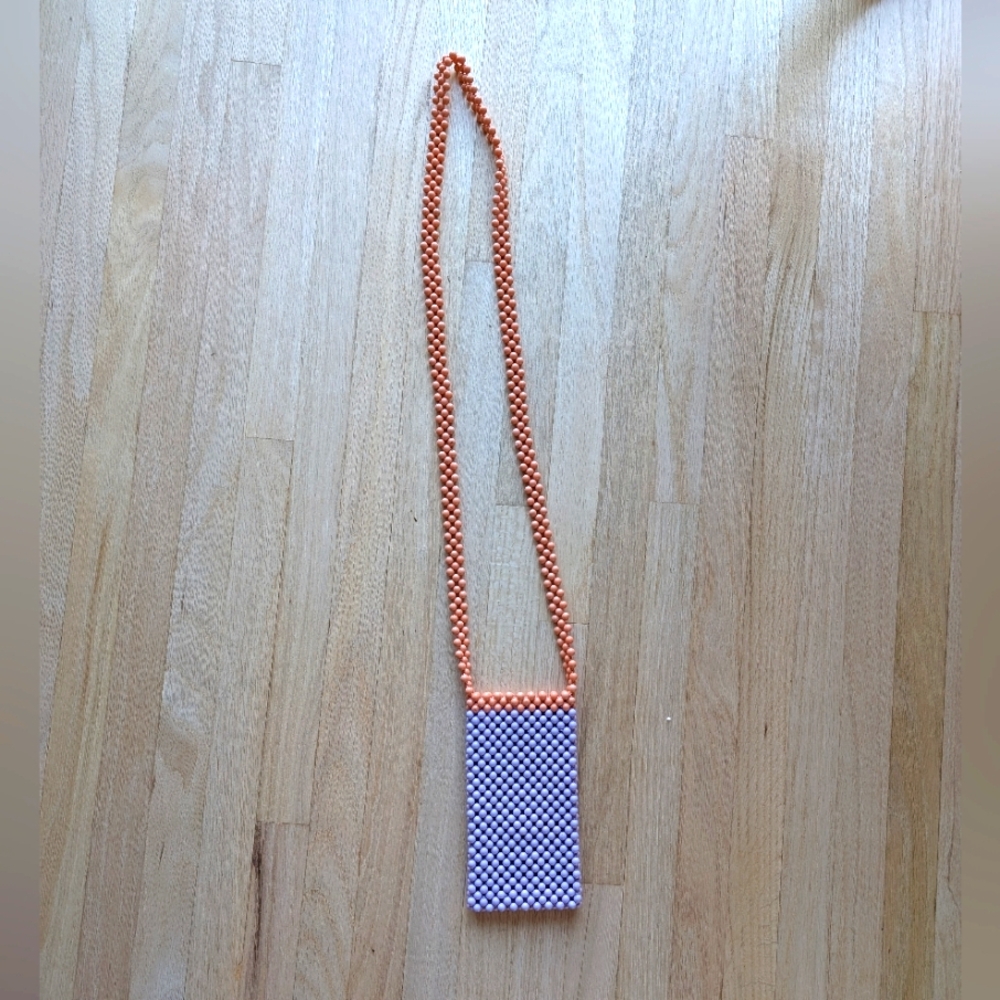 Bella Vita Teeny Orange and Purple Beaded Cell Phone Crossbody Purse